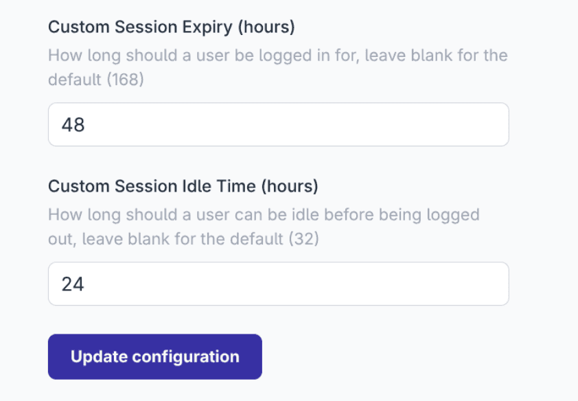 SSO Session Expiry and Idle settings